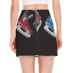 Ice Hockey Skates Print Side Slit Mini Skirt