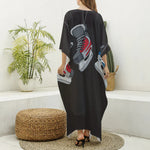 Ice Hockey Skates Print Silk V-Neck Kaftan Dress