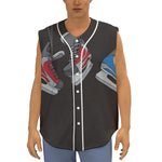 Ice Hockey Skates Print Sleeveless Baseball Jersey