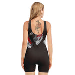 Ice Hockey Skates Print Sleeveless One Piece Swimsuit