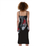 Ice Hockey Skates Print Slim Fit Midi Cami Dress