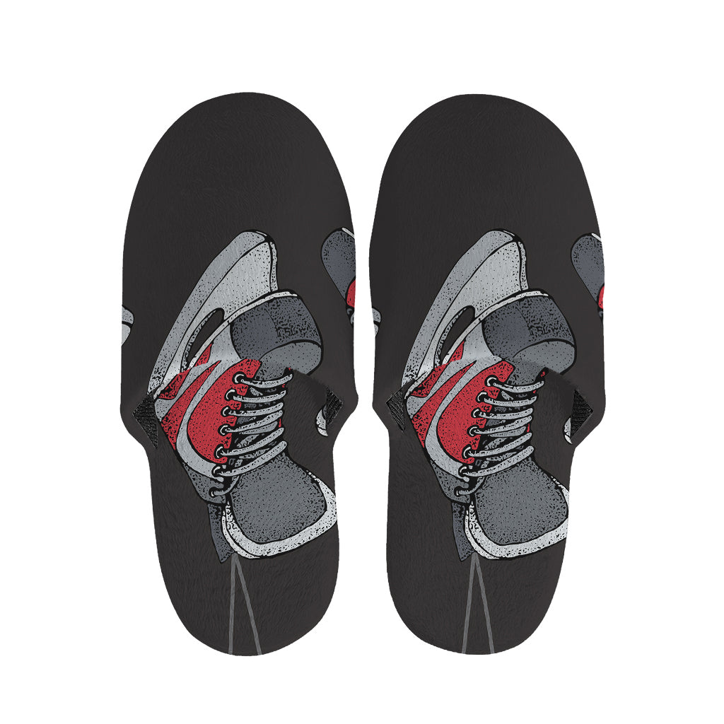 Ice Hockey Skates Print Slippers