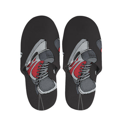 Ice Hockey Skates Print Slippers