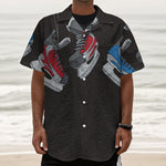 Ice Hockey Skates Print Textured Short Sleeve Shirt