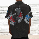 Ice Hockey Skates Print Textured Short Sleeve Shirt