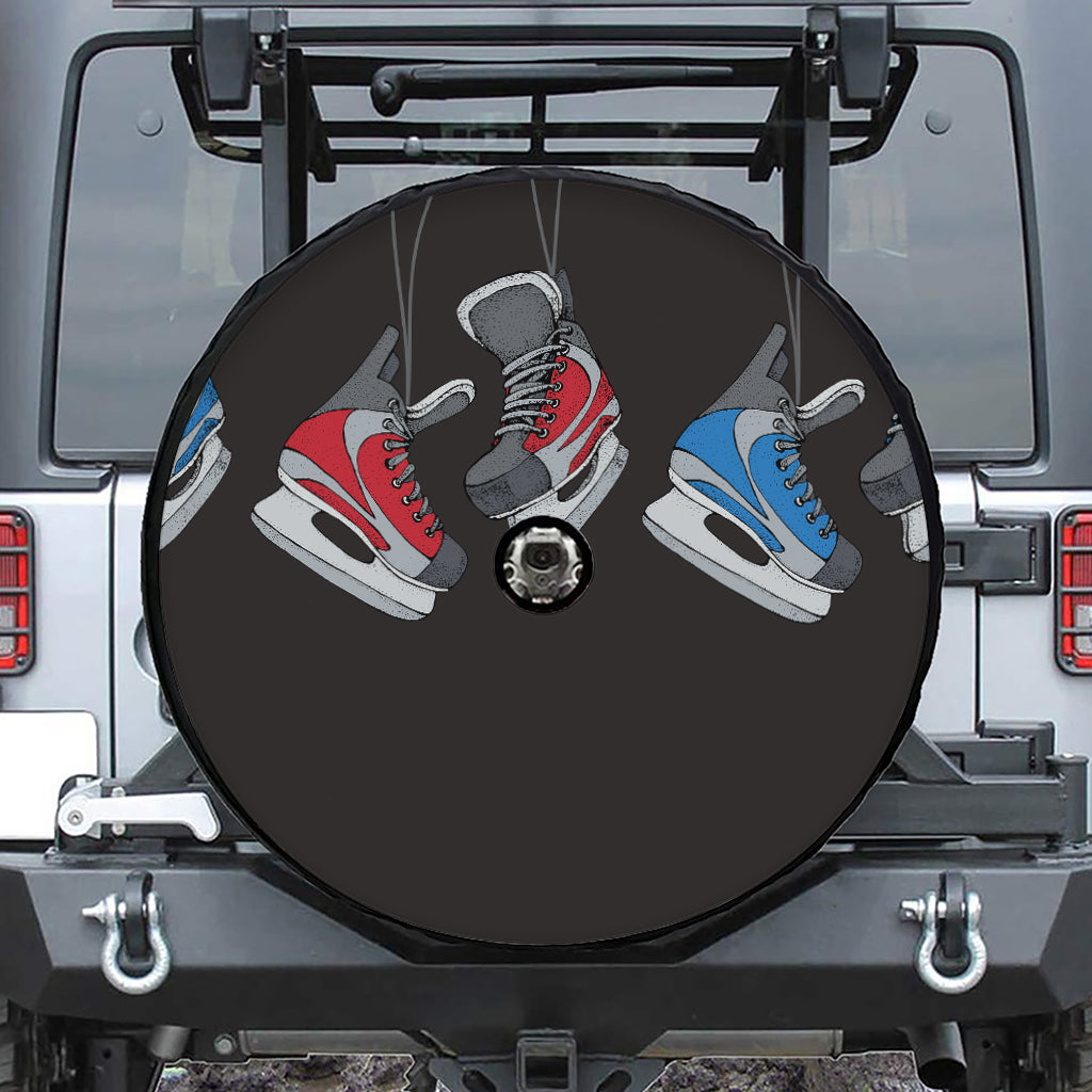 Ice Hockey Skates Print Tire Cover With Camera Hole