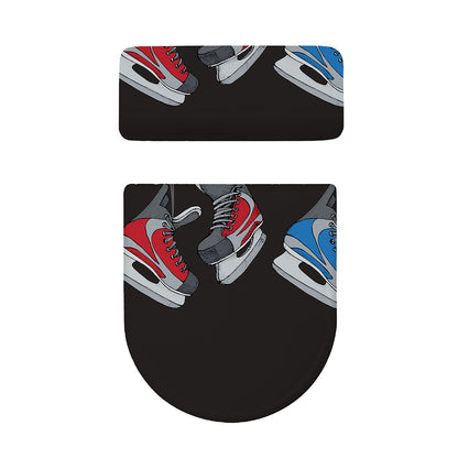 Ice Hockey Skates Print Toilet Lid And Tank Cover Set