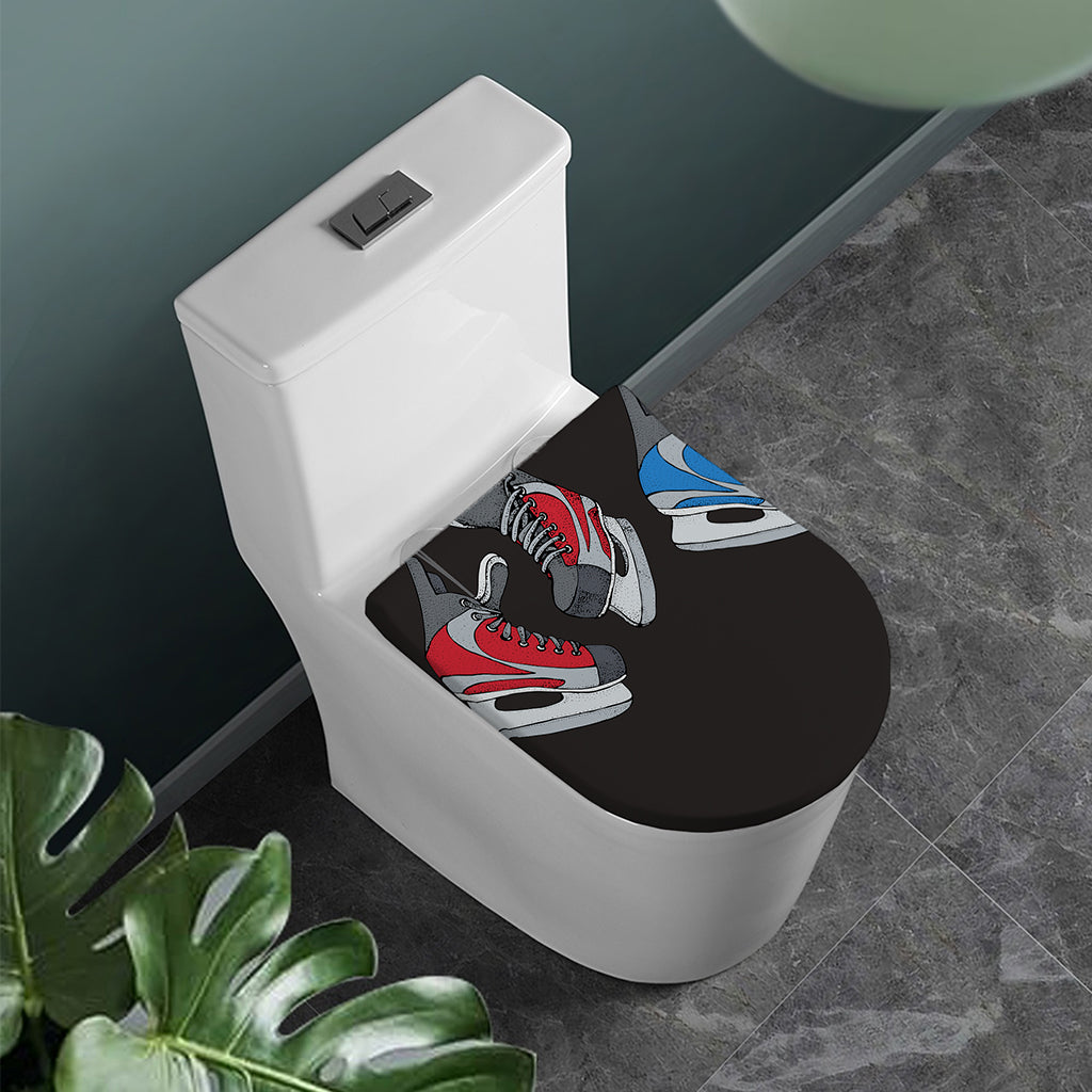 Ice Hockey Skates Print Toilet Lid Cover
