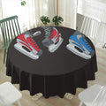 Ice Hockey Skates Print Waterproof Round Tablecloth