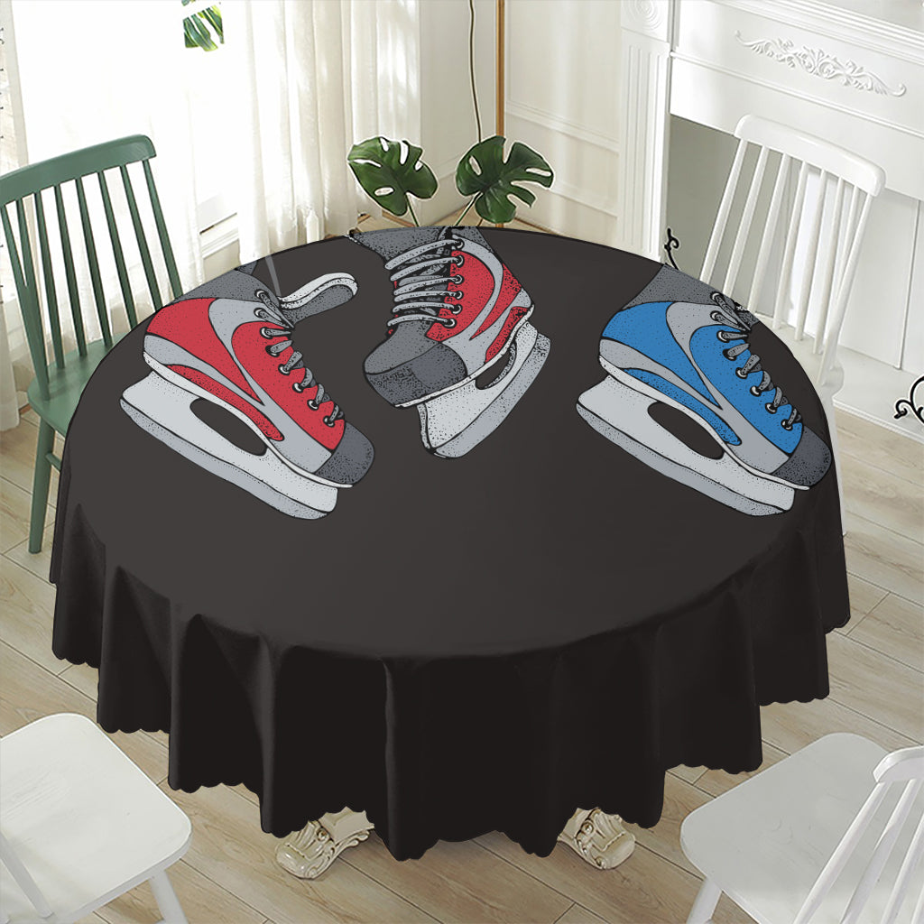 Ice Hockey Skates Print Waterproof Round Tablecloth