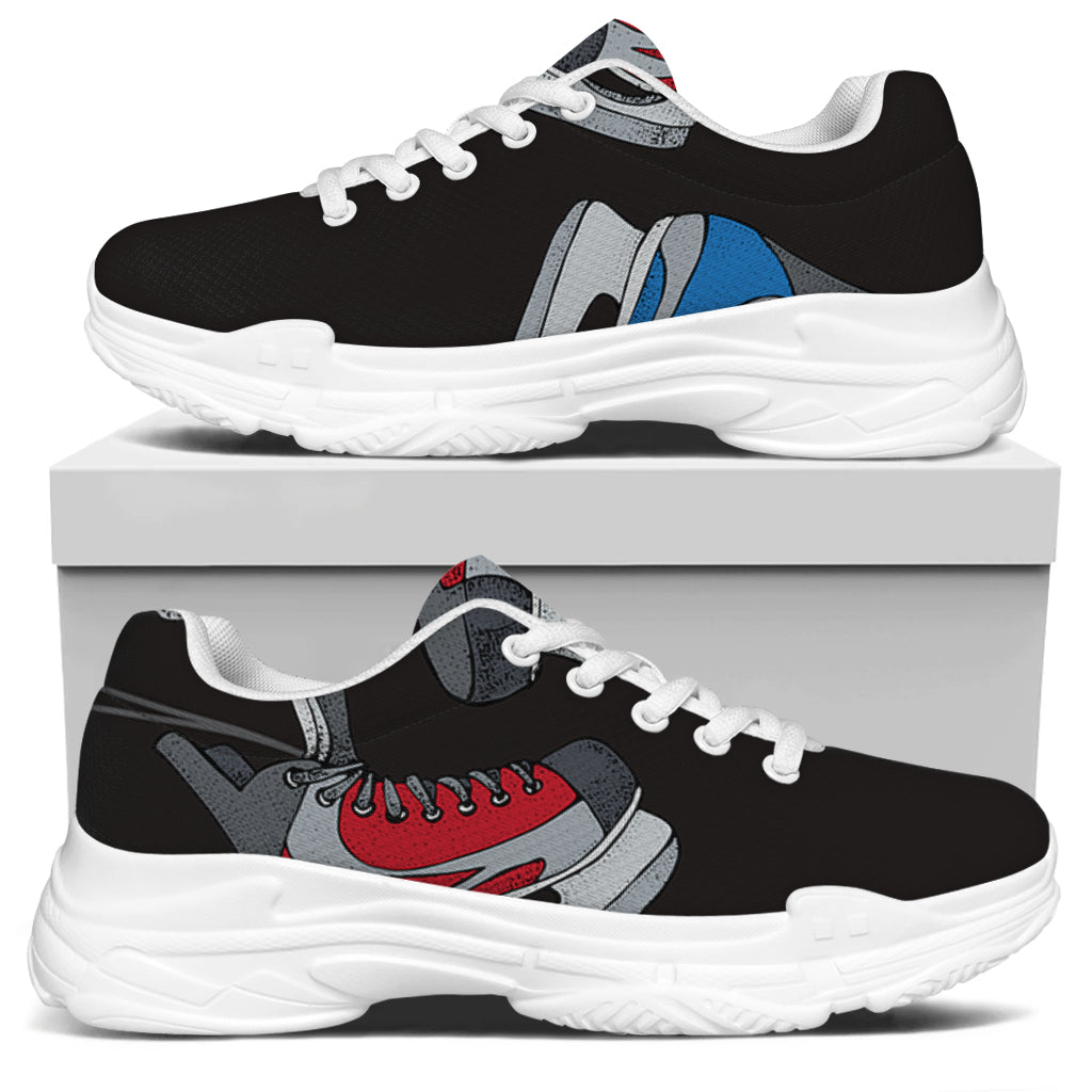 Ice Hockey Skates Print White Chunky Shoes