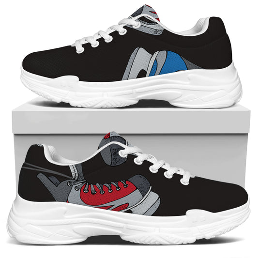 Ice Hockey Skates Print White Chunky Shoes