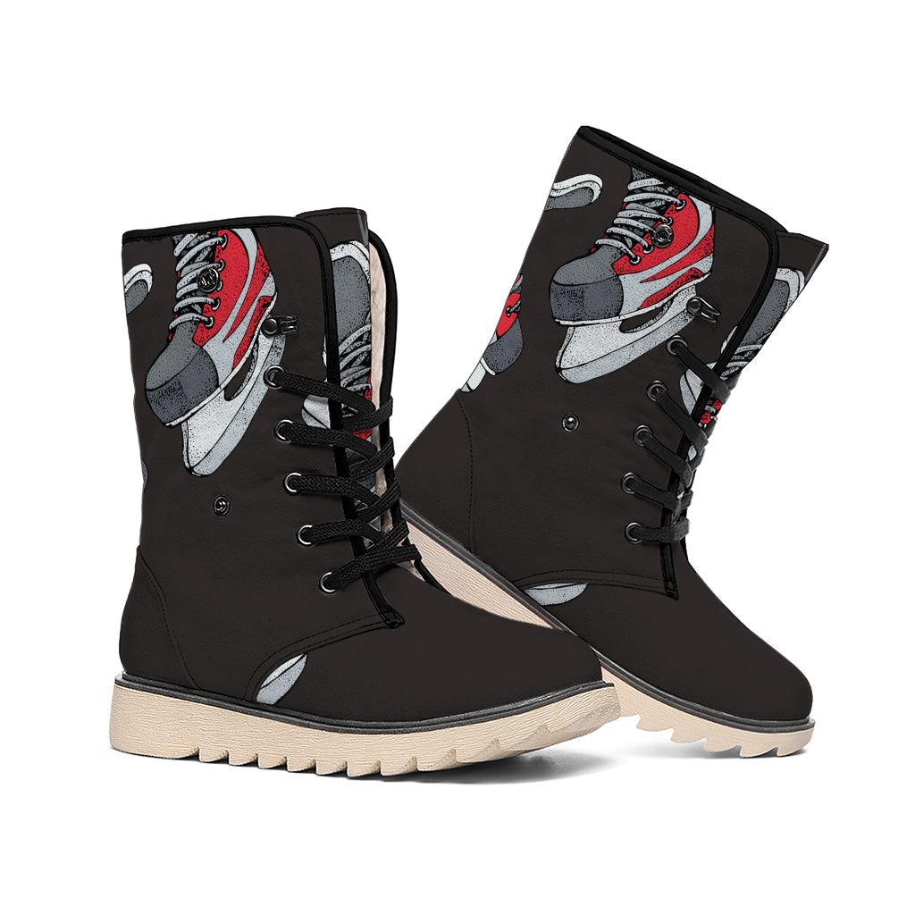 Ice Hockey Skates Print Winter Boots