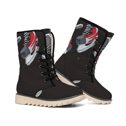 Ice Hockey Skates Print Winter Boots