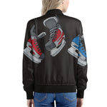Ice Hockey Skates Print Women's Bomber Jacket