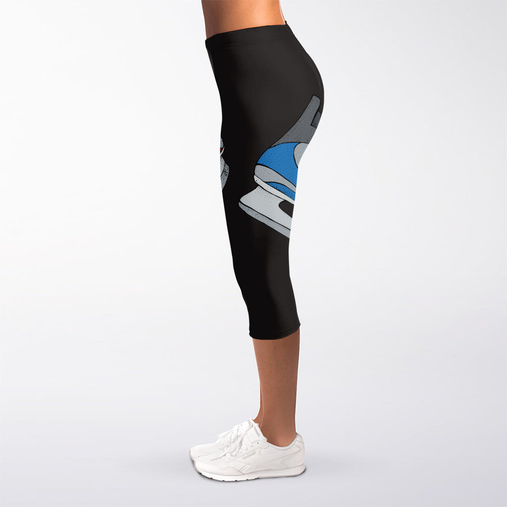Ice Hockey Skates Print Women's Capri Leggings