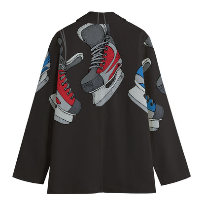 Ice Hockey Skates Print Women's Cotton Blazer