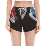 Ice Hockey Skates Print Women's Split Running Shorts