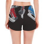Ice Hockey Skates Print Women's Split Running Shorts