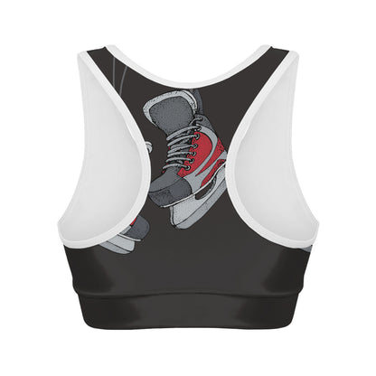 Ice Hockey Skates Print Women's Sports Bra
