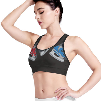 Ice Hockey Skates Print Women's Sports Bra