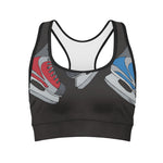 Ice Hockey Skates Print Women's Sports Bra
