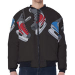 Ice Hockey Skates Print Zip Sleeve Bomber Jacket