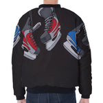 Ice Hockey Skates Print Zip Sleeve Bomber Jacket