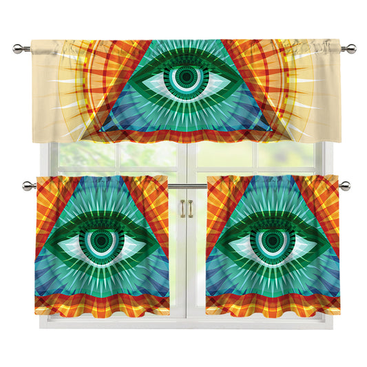 Illuminati Eye of Providence Print 3 Piece Kitchen Curtains