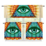 Illuminati Eye of Providence Print 3 Piece Kitchen Curtains
