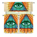 Illuminati Eye of Providence Print 3 Piece Kitchen Curtains