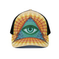 Illuminati Eye of Providence Print Black Mesh Trucker Hat