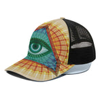 Illuminati Eye of Providence Print Black Mesh Trucker Cap