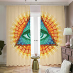 Illuminati Eye of Providence Print Blackout Pencil Pleat Curtains