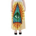 Illuminati Eye of Providence Print Chiffon Maxi Skirt