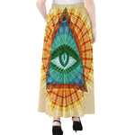 Illuminati Eye of Providence Print Chiffon Maxi Skirt