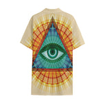 Illuminati Eye of Providence Print Cotton Hawaiian Shirt