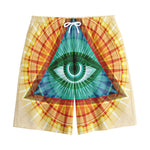 Illuminati Eye of Providence Print Cotton Shorts