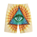 Illuminati Eye of Providence Print Cotton Shorts