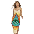 Illuminati Eye of Providence Print Cross Back Cami Dress