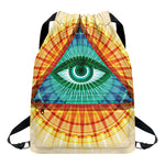 Illuminati Eye of Providence Print Drawstring Backpack