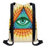 Illuminati Eye of Providence Print Drawstring Backpack