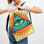 Illuminati Eye of Providence Print Drawstring Backpack