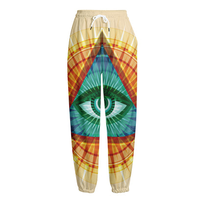 Illuminati Eye of Providence Print Fleece Lined Knit Pants