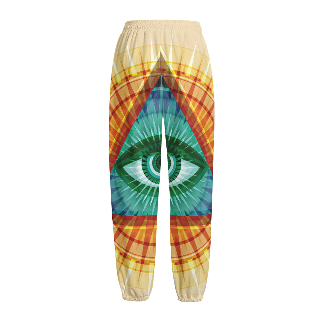Illuminati Eye of Providence Print Fleece Lined Knit Pants