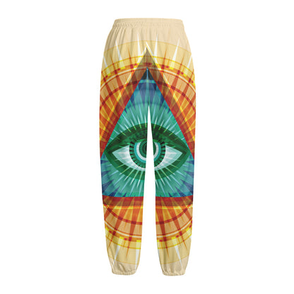 Illuminati Eye of Providence Print Fleece Lined Knit Pants