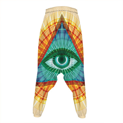 Illuminati Eye of Providence Print Hammer Pants