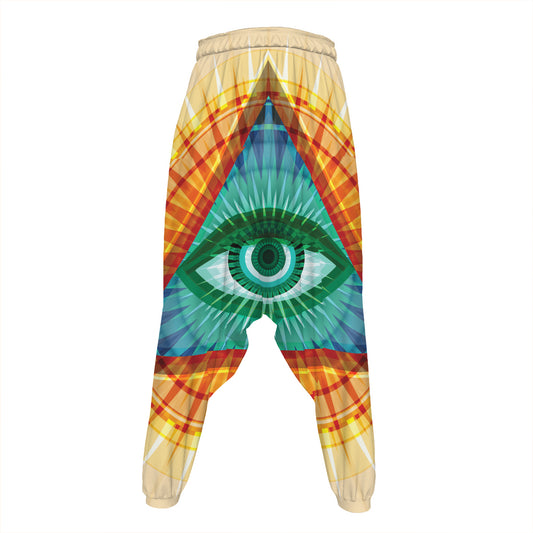 Illuminati Eye of Providence Print Hammer Pants