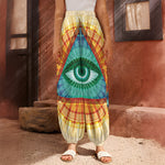 Illuminati Eye of Providence Print Harem Pants