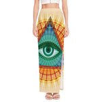 Illuminati Eye of Providence Print High Slit Maxi Skirt